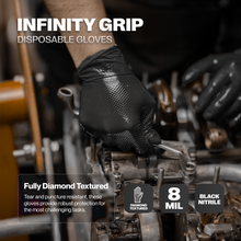 Load image into Gallery viewer, SureSafe 8 Mil Nitrile Gloves Black Disposable with Infinity Grip