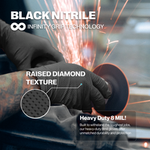 Load image into Gallery viewer, SureSafe 8 Mil Nitrile Gloves Black Disposable with Infinity Grip