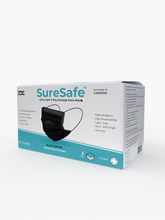 Load image into Gallery viewer, a box of Black earloop face mask with adjustable nose strip