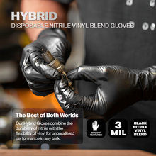 Load image into Gallery viewer, SureSafe Hybrid Black Disposable Gloves – Nitrile/Vinyl Blend Powder-Free 3MIL