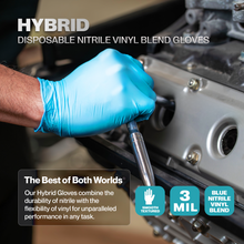 Load image into Gallery viewer, SureSafe Blue Disposable Gloves - 3MIL Hybrid Nitrile/Vinyl, 3MIL