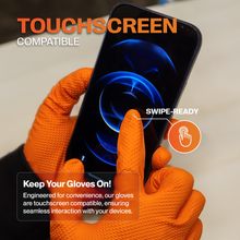 Load image into Gallery viewer, SureSafe INFINITY GRIP 8 mil Nitrile Gloves - Orange Diamond Grip