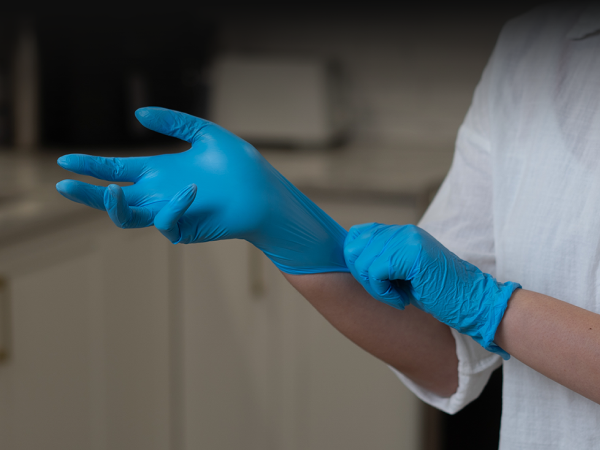 blue nitrile gloves