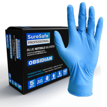 Load image into Gallery viewer, SureSafe OBSIDIAN 5 mil nitrile gloves - Blue Disposable, Powder-Free
