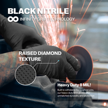 Load image into Gallery viewer, SureSafe 8 Mil Nitrile Gloves Black Disposable with Infinity Grip
