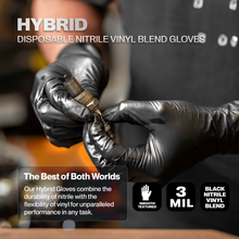 Load image into Gallery viewer, SureSafe Hybrid Black Disposable Gloves – Nitrile/Vinyl Blend Powder-Free 3MIL
