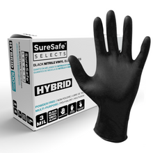 Load image into Gallery viewer, SureSafe Hybrid Black Disposable Gloves – Nitrile/Vinyl Blend Powder-Free 3MIL
