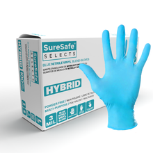 Load image into Gallery viewer, SureSafe Blue Disposable Gloves - 3MIL Hybrid Nitrile/Vinyl, 3MIL
