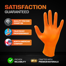 Load image into Gallery viewer, SureSafe INFINITY GRIP 8 mil Nitrile Gloves - Orange Diamond Grip
