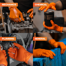 Load image into Gallery viewer, SureSafe INFINITY GRIP 8 mil Nitrile Gloves - Orange Diamond Grip
