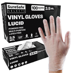 SureSafe LUCID Vinyl Gloves Clear 3.5MIL Powder Free