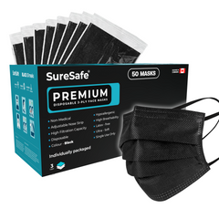 SureSafe Earloop Face Mask, Disposable, Individually Wrapped 50/box