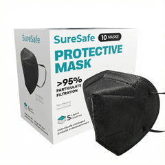 SureSafe KN95 Protective Face Mask - 5-Layer Filtration, Breathable - 10 Pack
