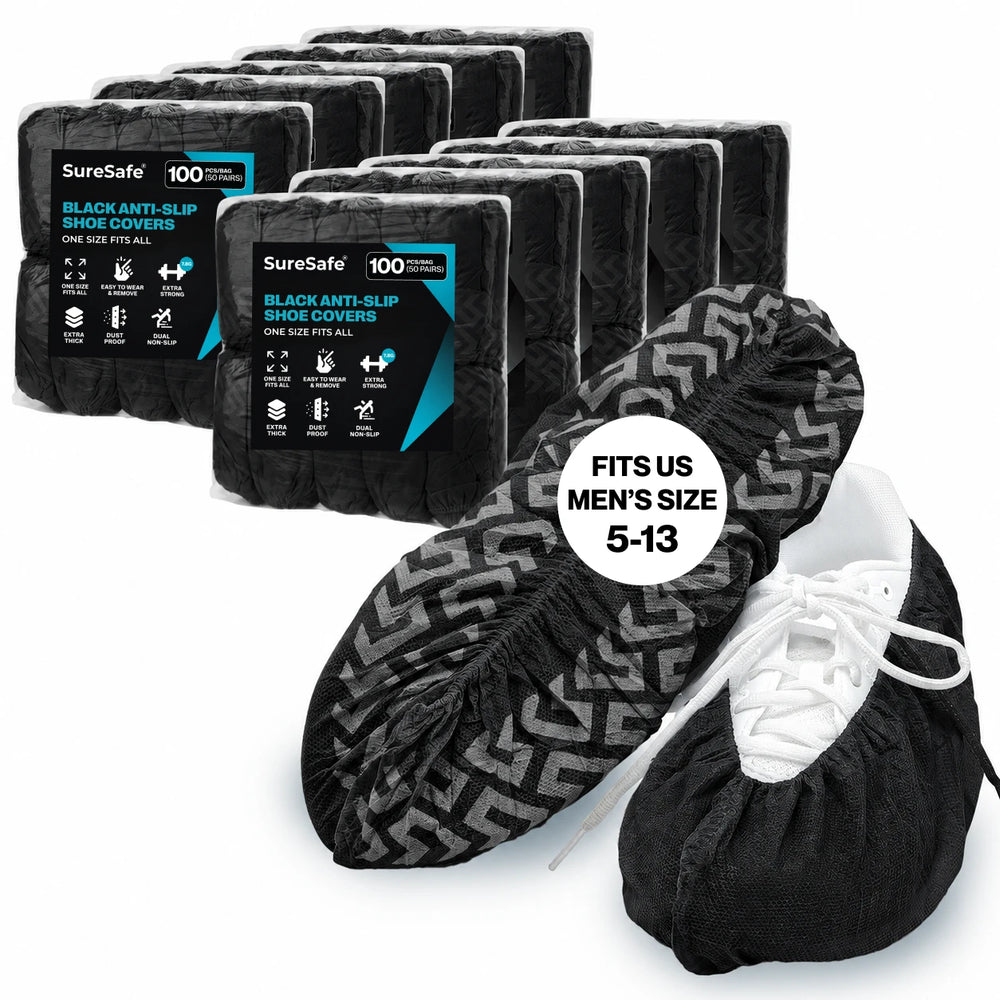 SureSafe Anti-Skid Shoe Covers (Black) - One Size Fits All 1000's