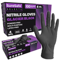 SureSafe glacier black nitrile disposable gloves 4 mil thickness