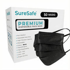 SureSafe Premium Disposable Face Masks - 3-Ply, High Breathability - 50 Count