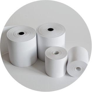 SureSafe Business Supplies icon featuring BPA-free thermal paper rolls for POS systems and cash registers.
