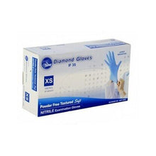 Load image into Gallery viewer, Box of blue medical exam gloves, powder-free and puncture-resistant.
